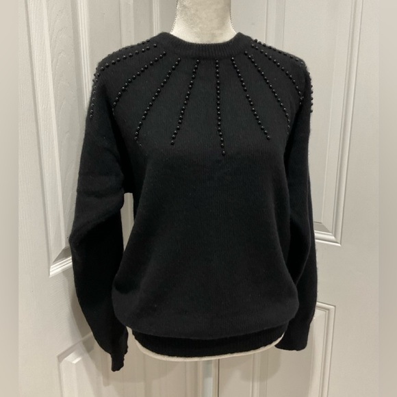 🍎PRINCIPE Women’s Wool/Angora Front Beads Embellished Suéter, L - Picture 1 of 5
